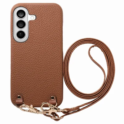 Bulk Purchasing For Samsung Galaxy A35 5G Litchi Pattern Case with 130cm Lanyard Shockproof PC PU Leather Cover - Brown