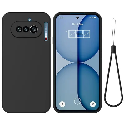 Coque en silicone liquide pour Nothing Phone (4a) avec dragonne - Noir