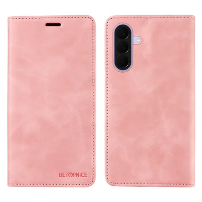BETOPNICE for Samsung Galaxy A27 5G Case  Magnetic Closure RFID Blocking Wallet Stand Leather Phone Cover - Pink