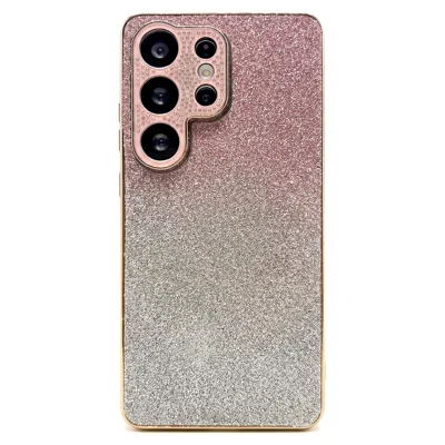 For Samsung Galaxy S26 Ultra Case Strålsynt Kameraomramning Gradient Glitter PC+TPU Telefonbeskyttelse med Elektropladeret Ramme - Gradient Pink