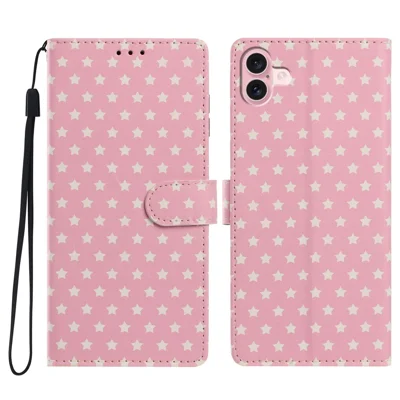 Für iPhone 17 Hülle Sternmuster PU-Leder-Mappen-Stand-Handyhülle mit Handschlaufe - Rosa