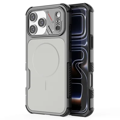 Für iPhone 17 Pro Hülle stoßfest Airbag PC+TPU Handyhülle kompatibel mit MagSafe – Grau