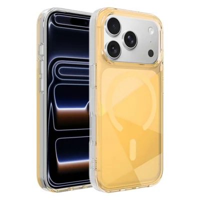 Für iPhone 17 Pro Max Hülle kompatibel mit MagSafe Neon-Gradient TPU+PC stoßfester Handy-Schutz - Gold