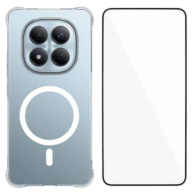 WANLONFENG para Xiaomi Redmi Note 15 Pro+ 5G (Global) / Xiaomi Poco M8 Pro 5G Série WL2 Capa Magnética Transparente TPU 2,0 mm com Películas de Ecrã - Transparente