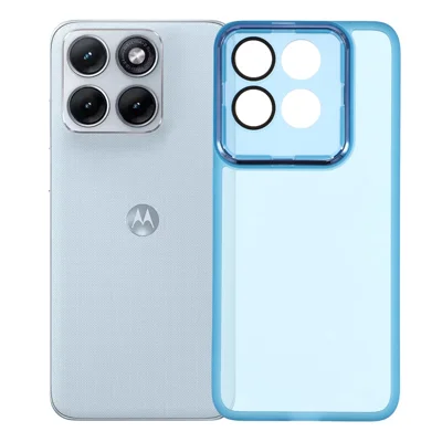 Case For Motorola Edge 70 Fusion 5G  /  70 Fusion+ 5G Electroplated Camera Frame TPU Phone Cover - Transparent Blue