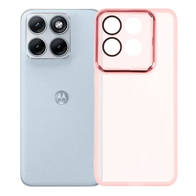 Case For Motorola Edge 70 5G  /  Moto X70 Air 5G Electroplated Camera Frame TPU Phone Cover - Transparent Pink