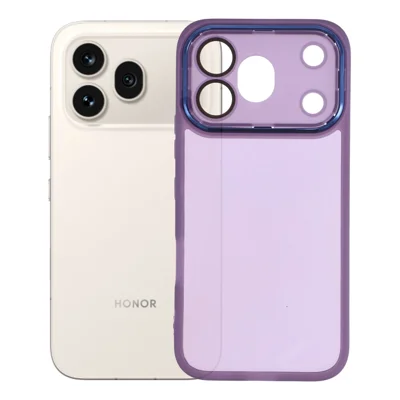 Coque pour Honor 600 Pro 5G avec cadre de caméra électroplacé, housse en TPU - Violet transparent