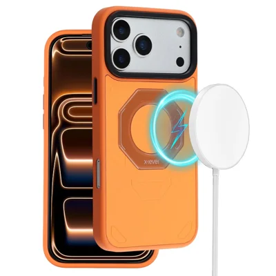 X-LEVEL Etui na iPhone 17 Pro Max Kompatybilny z MagSafe Odporny na Uderzenia Pokrywa TPU + PC z Poduszkami Powietrznymi w Narożnikach - Pomarańczowy