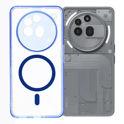 For Nothing Phone (3a) Pro Magnetic Case Clear PC + TPU Shockproof Phone Back Cover - Transparent Blue
