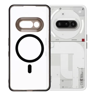 For Nothing Phone (3a) Magnetic Case Clear PC + TPU Shockproof Phone Back Cover - Transparent Black