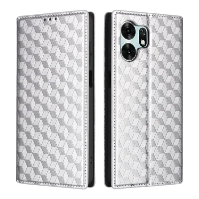 For Honor X6d 5G / Play 60A 5G Case Wallet Rhombus Imprinted PU Leather Phone Cover - Silver