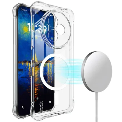 IMAK for TCL NxtPaper 60 Ultra 5G Magnetic Case Airbag Shockproof Protection TPU Phone Cover - Transparent