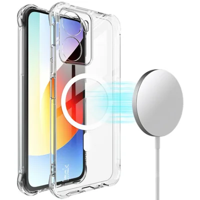 IMAK for Xiaomi Redmi 15a 5G Magnetic Case Airbag Shockproof Protection TPU Phone Cover - Transparent