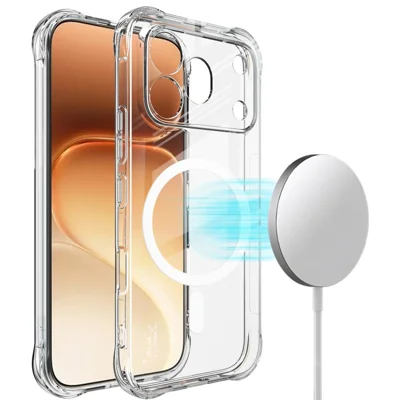 IMAK pour Honor 600 Pro 5G Étui Magnétique Airbag Antichoc Couverture de Téléphone en TPU - Transparent
