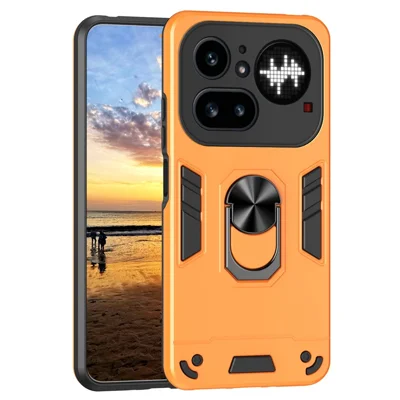 For Nothing Phone (4a) Pro Case PC + TPU Drop Defend Phone Cover with Ring Kickstand - Orange
