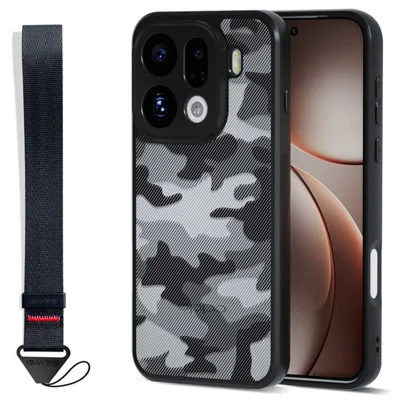IBMRS für Oppo Find X9 Pro 5G Handyhülle weiches TPU + harte PC-Hülle mit Handschlaufe (präzise Ausstanzungen) - künstlerische Tarnung