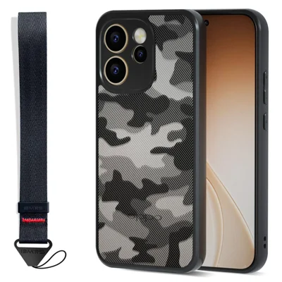 IBMRS Mobile Cover for Oppo Reno15 Pro Max 5G (Global)  /  Reno15 Pro 5G (China) Soft TPU + Hard PC Case with Wrist Strap (Precision Cutouts) - Artistic Camouflage