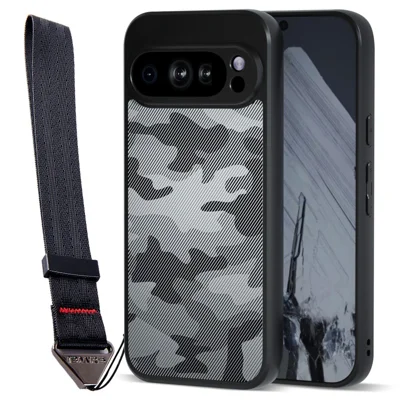 IBMRS for Google Pixel 9 Pro Mobile Cover Soft TPU + Hard PC Case with Wrist Strap (Precision Cutouts) - Artistic Camouflage
