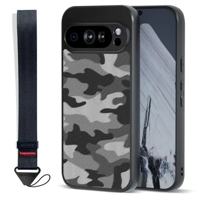 IBMRS for Google Pixel 10 Pro XL Mobile Cover Soft TPU + Hard PC Case with Wrist Strap (Precision Cutouts) - Artistic Camouflage