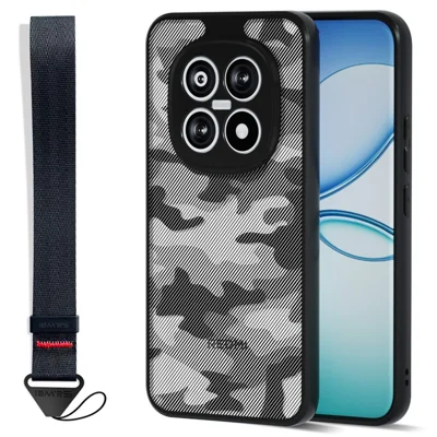 IBMRS pour Xiaomi Redmi Note 15 4G (Global) Coque de Téléphone Souple en TPU + Coque Rigide en PC avec Sangle de Poignet (Découpes Précises) - Camouflage Artistique