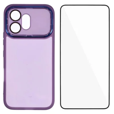 WANLONFENG til Honor 600 5G TPU-case DKSM-serien med elektropladeret ramme bagside med temperskærm - Lilla