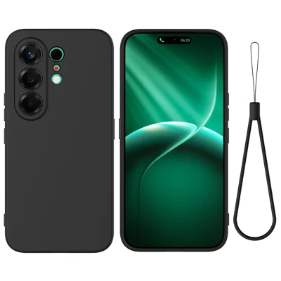 For TECNO Camon 50 Pro 5G / Camon 50 Pro 4G Liquid Silicone Case Phone Back Cover with Hand Strap - Black