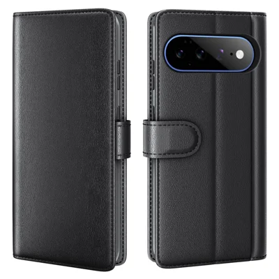 Cover per Google Pixel 11 Pro XL in vera pelle scamosciata con portafoglio e supporto - Nero