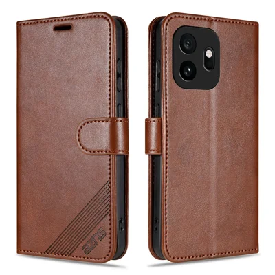 AZNS Capa para OnePlus 15T 5G Capa de Telemóvel Carteira Suporte em Pele PU Anti-Risco - Marrom
