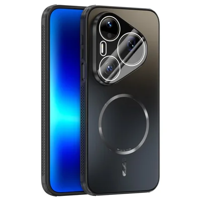 ABEEL pour Huawei Pura 90 Pro Max Étui Magnétique en TPU et PC Étui Arrière Mat avec Film de Lentille - Noir