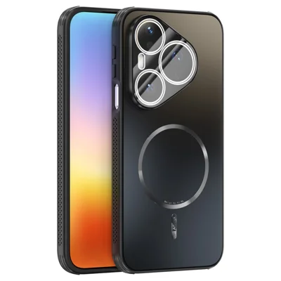 ABEEL For Huawei Pura 90 Pro Magnetic Case TPU PC Cooling Matte Phone Back Cover with Lens Film - Black