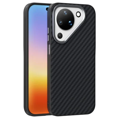 ABEEL For Huawei Pura 90 Magnetic Case Wide Carbon Fiber Texture Phone Back Cover - Black