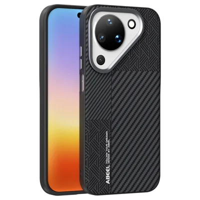 ABEEL For Huawei Pura 90 Magnetic Case PC + TPU + Aluminum Alloy + PU Leather Slim Phone Back Cover - Texture 3