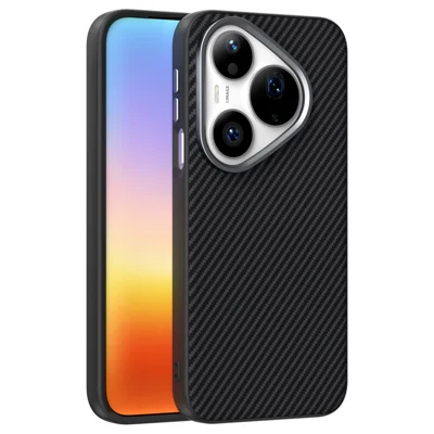ABEEL For Huawei Pura 90 Pro Magnetic Case Carbon Fiber Texture TPU PC PU Phone Back Cover - Black