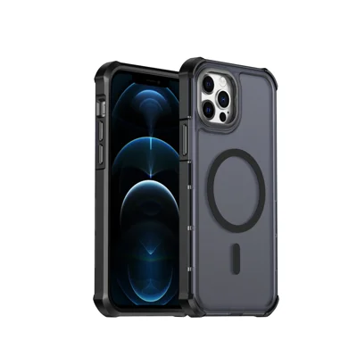  For iPhone 12 Pro / iPhone 12 Magnetic Case Electroplated Frame Skin-touch TPU+PC Phone Cover - Black