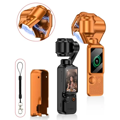 GKK For DJI Osmo Pocket 4 Magnetic Flip-Open Gimbal Protective Cover Handle Guard with Lanyard - Orange