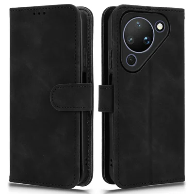 For Huawei Pura 90 Leather Case Skin Feel Anti Drop Wallet Stand Flip Phone Cover - Black