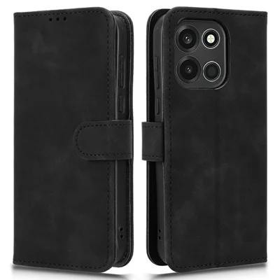 Lederen hoes voor OnePlus Turbo 6 5G / Nord 6 5G, huidgevoel, anti-val portemonnee stand flip telefoonhoes - Zwart