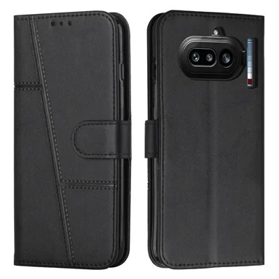 Etui skórzane na telefon For Nothing Phone (4a) Etui portfelowe z podstawką i paskiem - Czarny