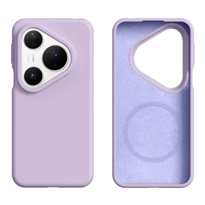 Voor Huawei Pura 70 Magnetische Hoesje Vriendelijk voor de Huid Vloeibaar Silicone + PC Telefoonhoesje - Lichtpaars