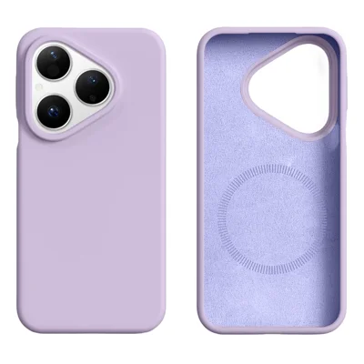 Etui magnetyczne do Huawei Pura 80, miękkie ciekłe silikonowe + pokrywa PC, przyjazne dla skóry - jasnofioletowe