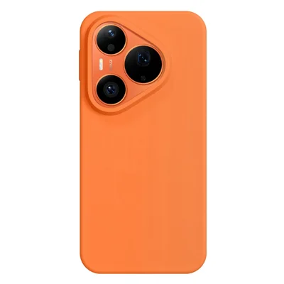 For Huawei Pura 90 Pro Case Ultra Thin Liquid Silicone + PC Phone Cover with Camera Touch Control Button - Orange