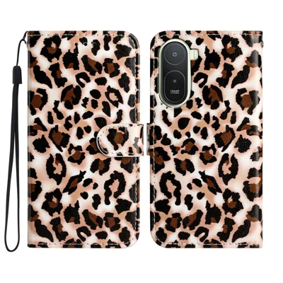 Wallet Case For Xiaomi Redmi A7 Pro 5G Printed Pattern PU Leather Stand Phone Cover with Strap - Leopard Print