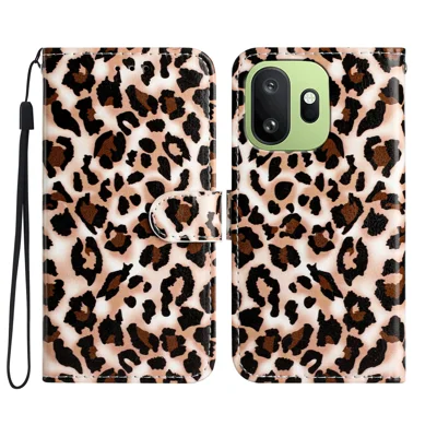 Capa Carteira para OnePlus 15T 5G, Capa de Telemóvel em Pele PU com Padrão Estampado, Suporte e Alça - Estampa de Leopardo