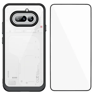  WANLONFENG for Nothing Phone (4a) Phone Case  XC Series TPU Acrylic Cover with Tempered Glass (Big Lens Hole) - Black