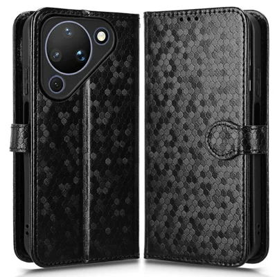 For Huawei Pura 90 Wallet Case Dot Pattern Imprint PU Leather Phone Cover with Wrist Strap - Black
