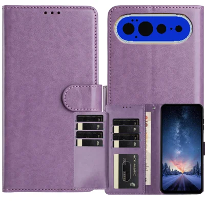 For Google Pixel 11 Pro / Pixel 11 Wallet Phone Case Stand PU Leather Folio Flip Cover with 8 Card Slot - Purple
