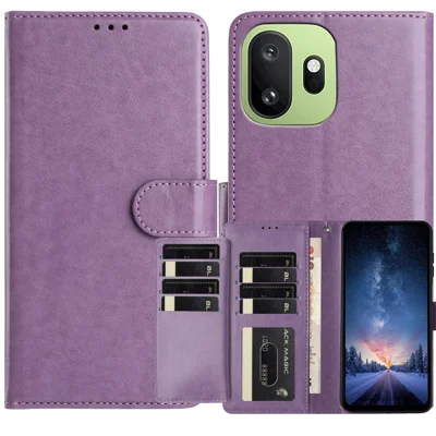 Capa Carteira para Telemóvel com Suporte para OnePlus 15T 5G, Capa Folio em PU Leather com 8 Ranuras para Cartões - Roxo