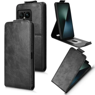 For Sony Xperia 1 VIII Stand Case Magnetic Clasp Vertical Flip Leather Phone Cover with Card Holder - Black
