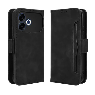  For Oppo F33 Pro 5G Leather Case Phone Wallet Cover with Multiple Card Slots - Black
