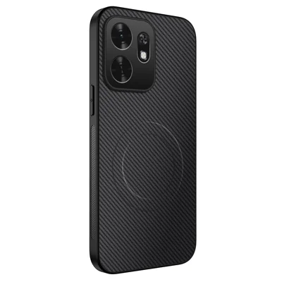 WANLONFENG til Honor X6d 5G TQ-serie Magnetisk Case med Kulfiberstruktur PC TPU Telefonbeskyttelse - Sort